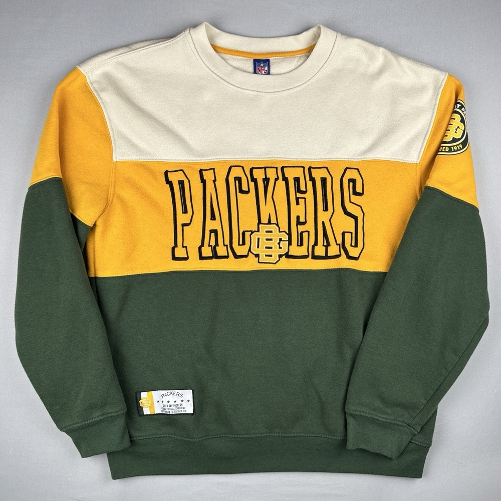 Green Bay Packers Sweatshirt Mens Large NFL Football Colorblock Embroidered